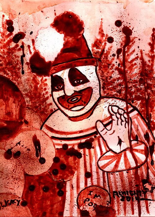  Greeting Card featuring the painting Pogo Painted In Human Blood by Ryan Almighty