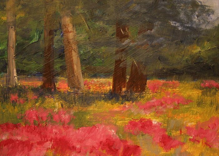 Poppy Painting Greeting Card featuring the painting Poppy Meadow by Julie Lueders 