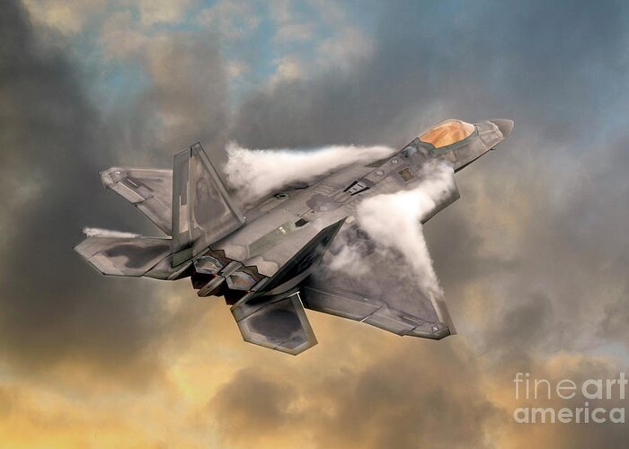 F22 Greeting Card featuring the digital art Raptor by Airpower Art