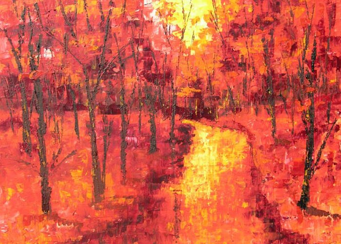 Seascape Greeting Card featuring the painting Red forest #1 by Frederic Payet