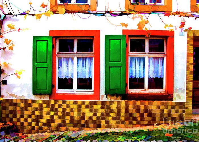 Germany Architecture Street Scapes Color Greeting Card featuring the photograph Red Windows #1 by Rick Bragan
