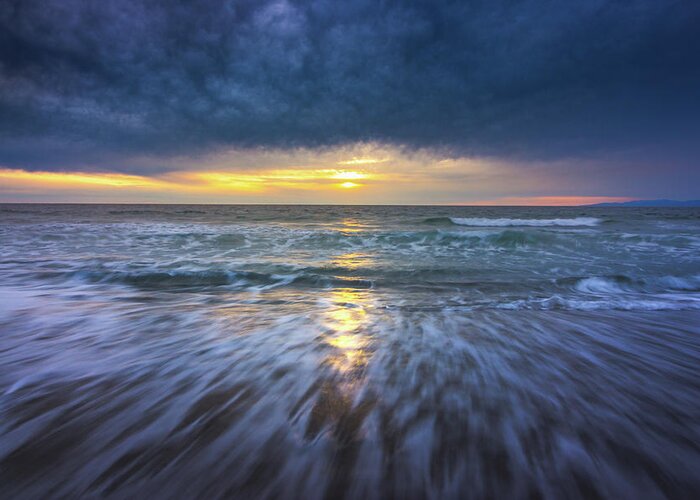 Beach Greeting Card featuring the photograph Redondo Beach Sunset #1 by Andy Konieczny