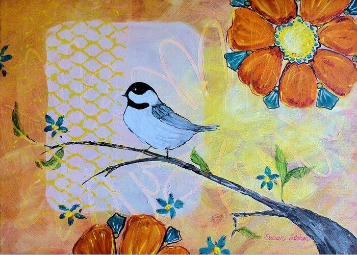 Birds Greeting Card featuring the painting Rejoice #1 by Susan Fisher