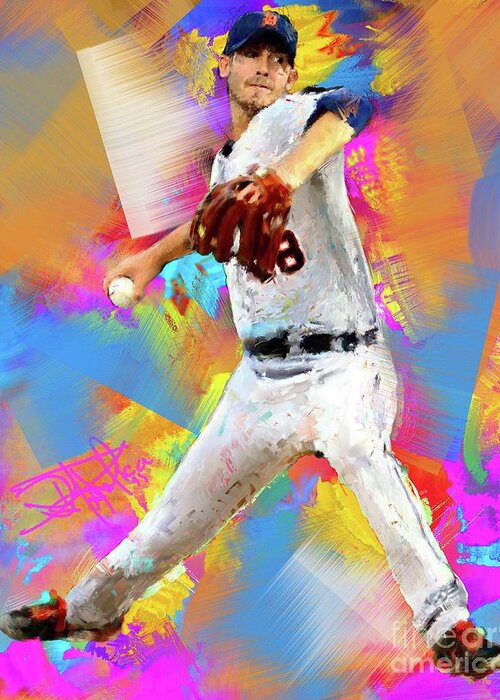Baseball Greeting Card featuring the painting Rick Porcello #1 by Donald Pavlica