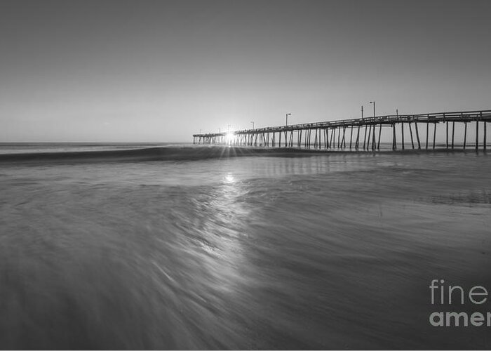 Nags Head Fishing Pier Greeting Card featuring the photograph Rise And Shine at Nags Head Pier #1 by Michael Ver Sprill