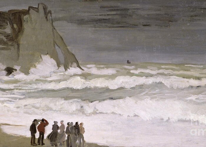 Rough Sea At Etretat Greeting Card featuring the painting Rough Sea at Etretat by Claude Monet