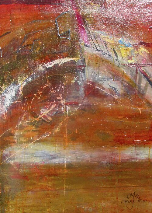 Abstract Greeting Card featuring the painting Rusty Rainbow #1 by Carole Johnson