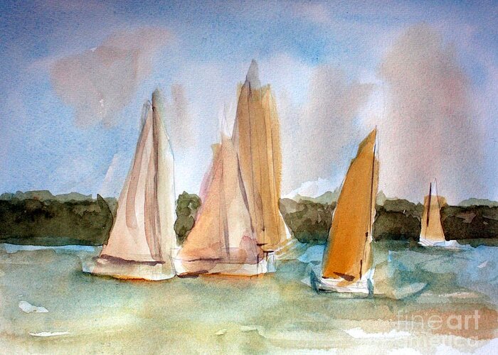 Sailing Greeting Card featuring the painting Sailing by Julie Lueders 