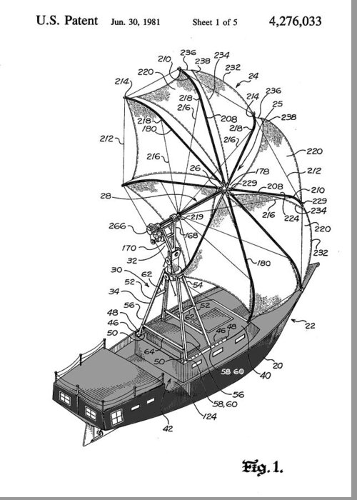 Patent Patentart Patentimages Sailing Boating Sails Greeting Card featuring the drawing Sailing System #1 by Ray Walsh