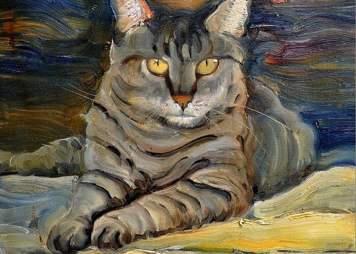 Cat Greeting Card featuring the painting Sampson #1 by John Reynolds