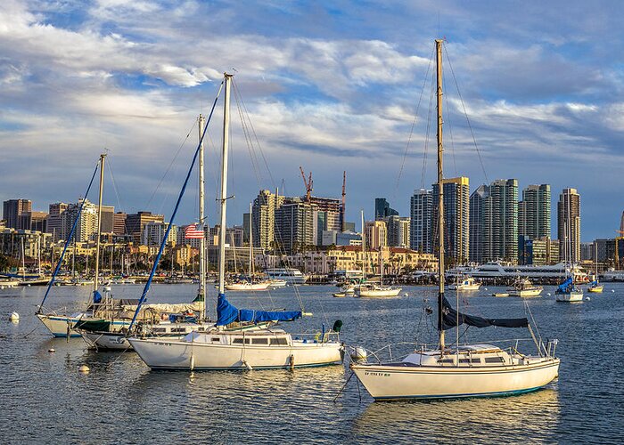 Boat Greeting Card featuring the photograph San Diego Harbor #1 by Peter Tellone
