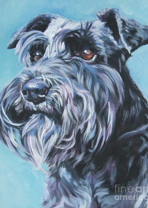 Schnauzer Greeting Card featuring the painting Schnauzer #1 by Lee Ann Shepard