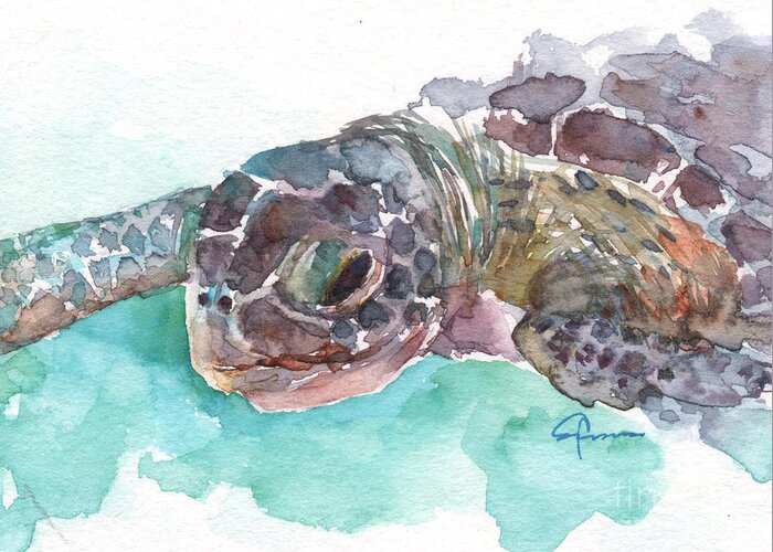 Sea Turtle Greeting Card featuring the painting Sea Turtle 2 by Claudia Hafner