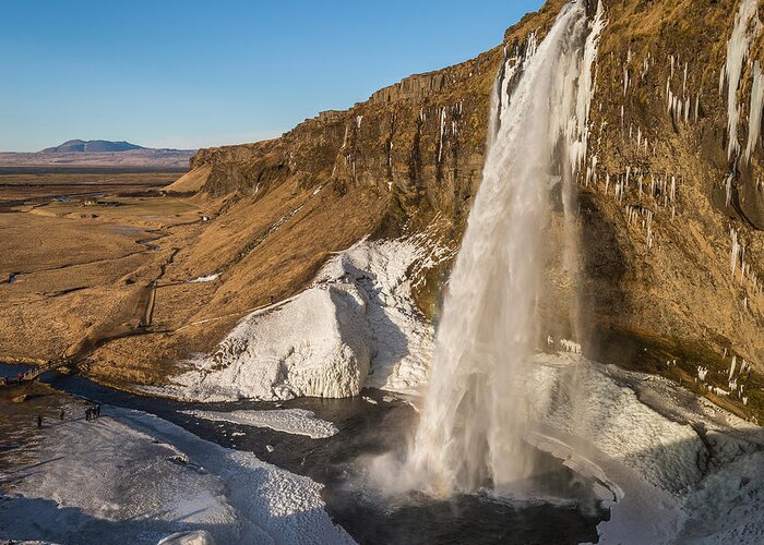 Photography Greeting Card featuring the photograph Seljalandsfoss Waterfall In The Winter #1 by Panoramic Images