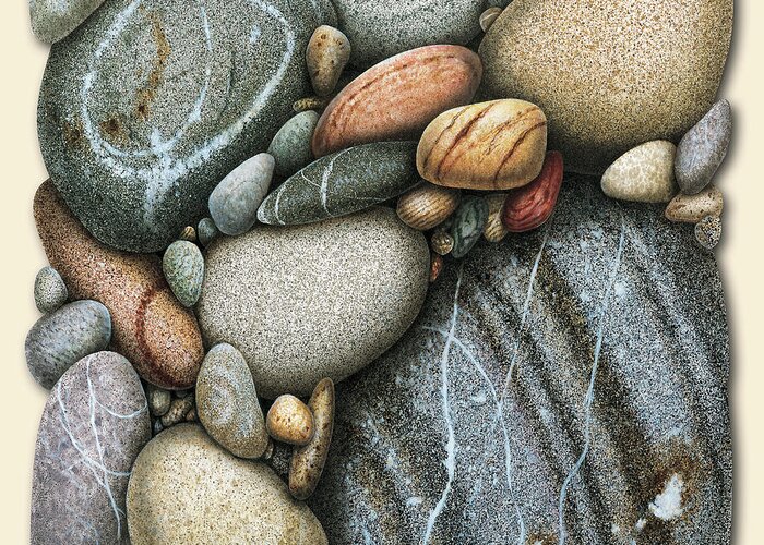 Jon Q Wright Greeting Card featuring the painting Shore Stones 3 by JQ Licensing