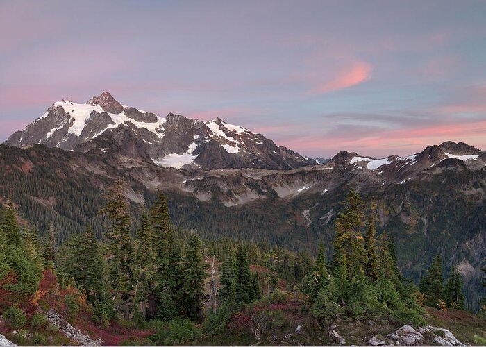 Mountains Greeting Card featuring the photograph Shuksan After Sunset by Michael Russell