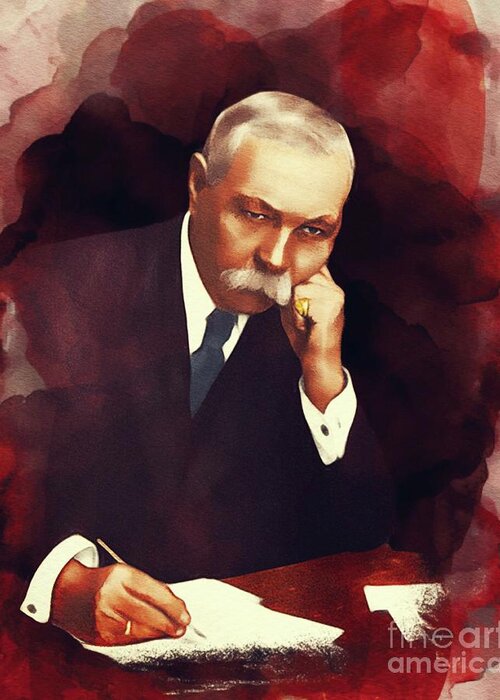 Arthur Greeting Card featuring the painting Sir Arthur Conan Doyle, Literary Legend #1 by Esoterica Art Agency