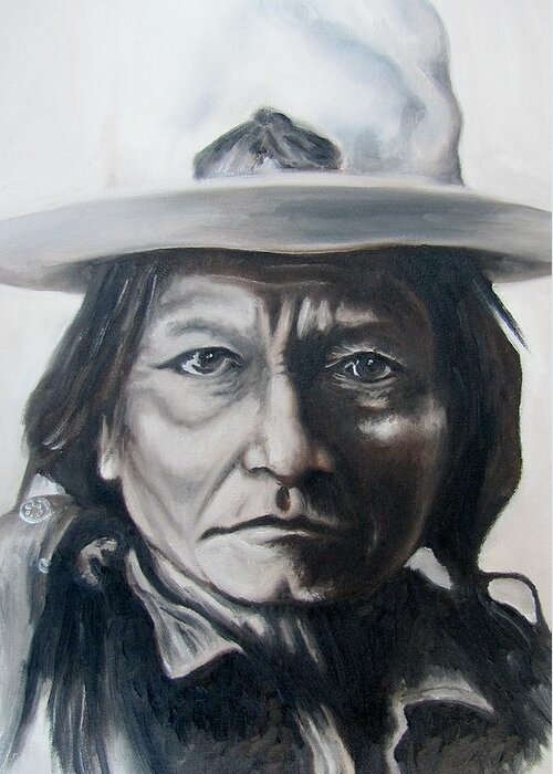 Sitting Bull Greeting Card featuring the painting Sitting Bull #1 by Michael TMAD Finney