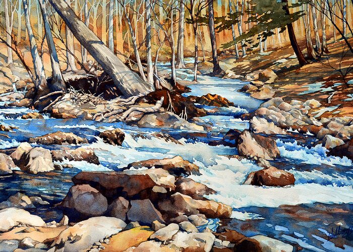 Water Greeting Card featuring the painting Spring Thaw by Mick Williams