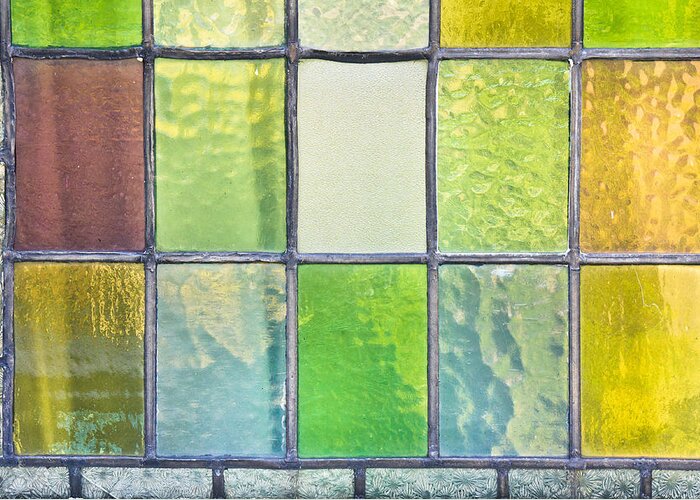 Abstract Greeting Card featuring the photograph Stained glass #1 by Tom Gowanlock
