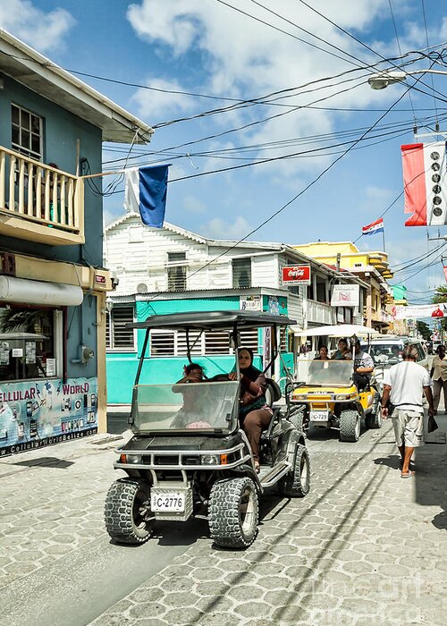 Ambergris Caye Greeting Card featuring the photograph Street Scene of San Pedro #2 by Lawrence Burry