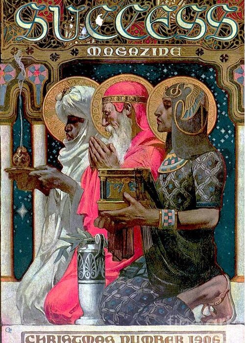 Joseph Christian Leyendecker Greeting Card featuring the painting Success Magazine Christmas #1 by MotionAge Designs