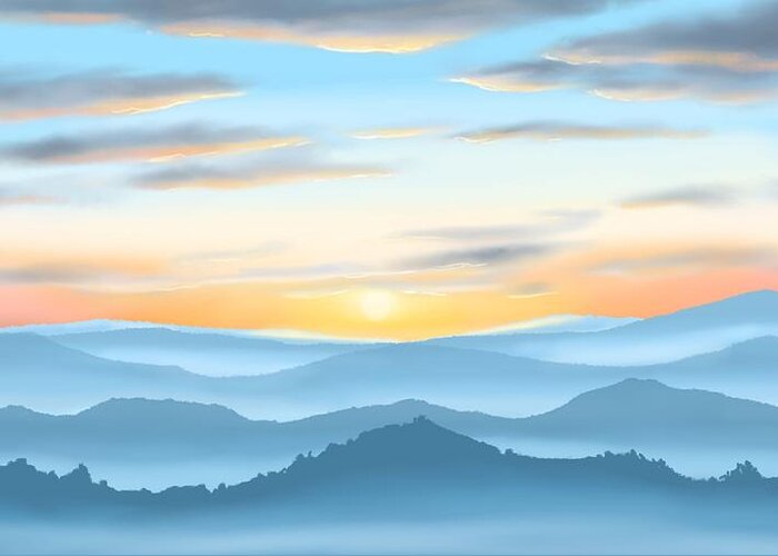 Sunrise Greeting Card featuring the painting Sunrise #3 by Veronica Minozzi