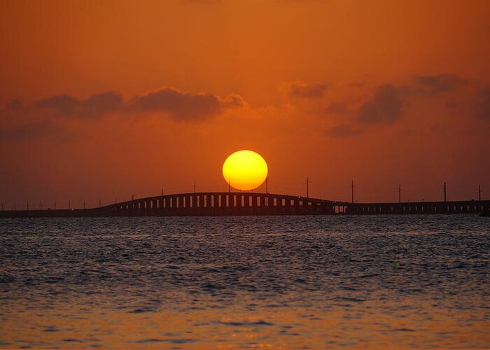 Sunset Greeting Card featuring the photograph Sunset Seven Mile Bridge #1 by Lawrence S Richardson Jr