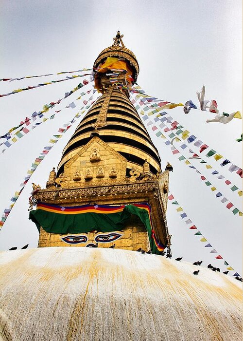 Swayambhunath Greeting Card featuring the photograph Swayambhunath #1 by Lorelle Phoenix