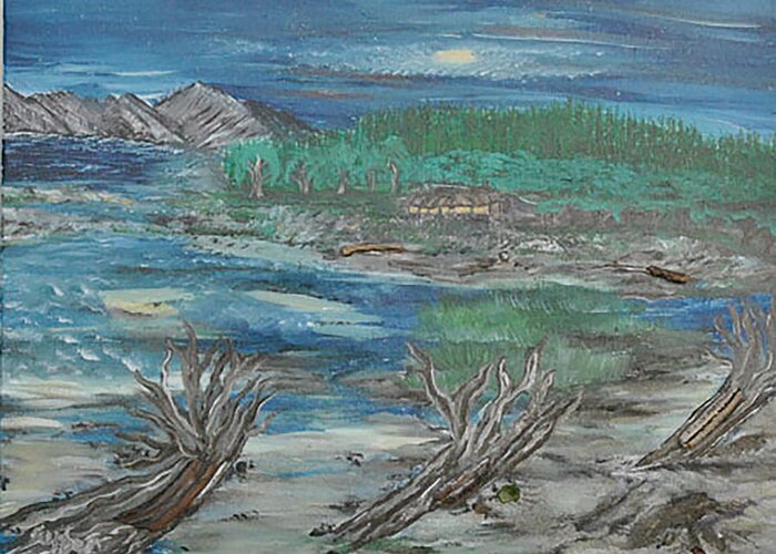 Landscape Greeting Card featuring the painting Taft Beach by Suzanne Surber