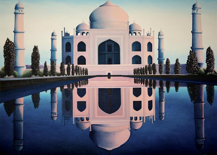 Taj Mahal; Greeting Card featuring the painting Taj Mahal #1 by Joe Michelli