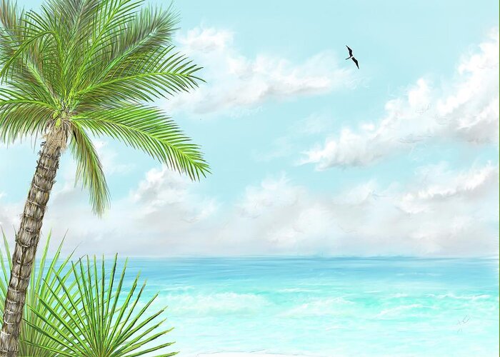 Summer Greeting Card featuring the digital art The Beach by Darren Cannell
