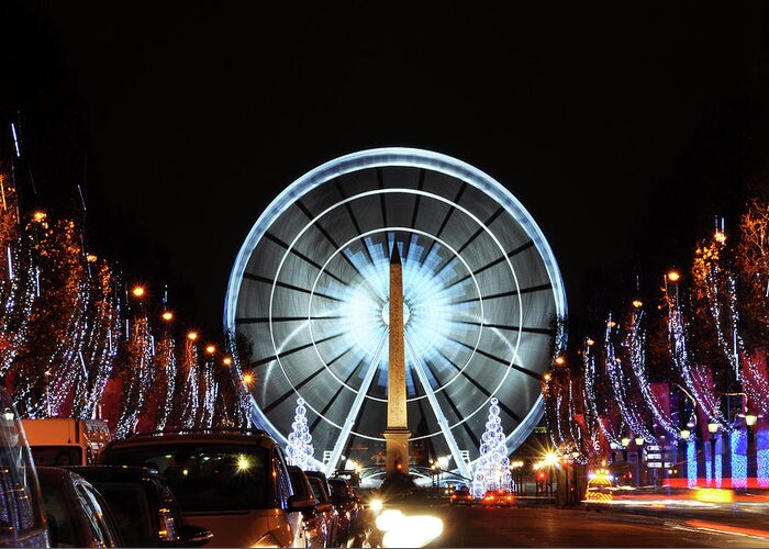 The Champs-Elysees avenue illuminated for Christmas Greeting Card