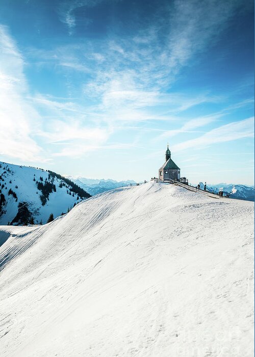 Wallberg Greeting Card featuring the photograph The chapel in the alps #2 by Hannes Cmarits