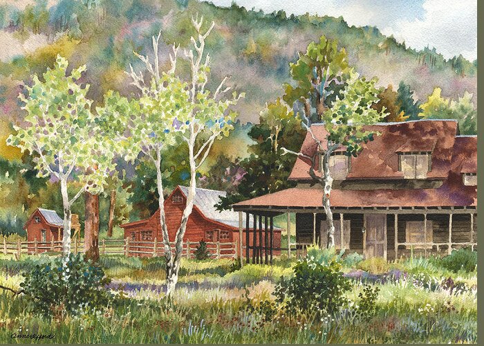 Barn Painting Greeting Card featuring the photograph The DeLonde Homestead at Caribou Ranch #1 by Anne Gifford