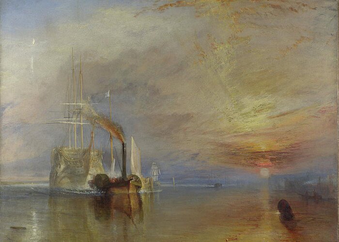 The Fighting Temeraire 1839 Greeting Card featuring the painting The Fighting Temeraire #1 by Joseph Mallord