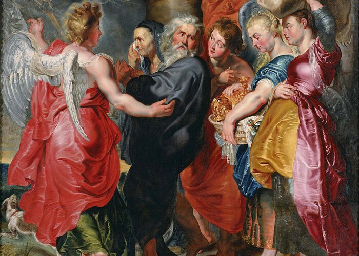 Jacob Jordaens Greeting Card featuring the painting The Flight of Lot and His Family from Sodom #5 by Jacob Jordaens