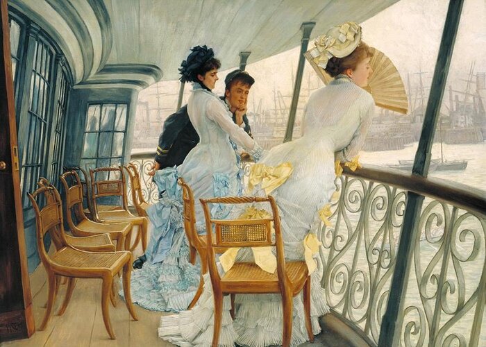 James Tissot Greeting Card featuring the painting The Gallery of HMS Calcutta by James Tissot