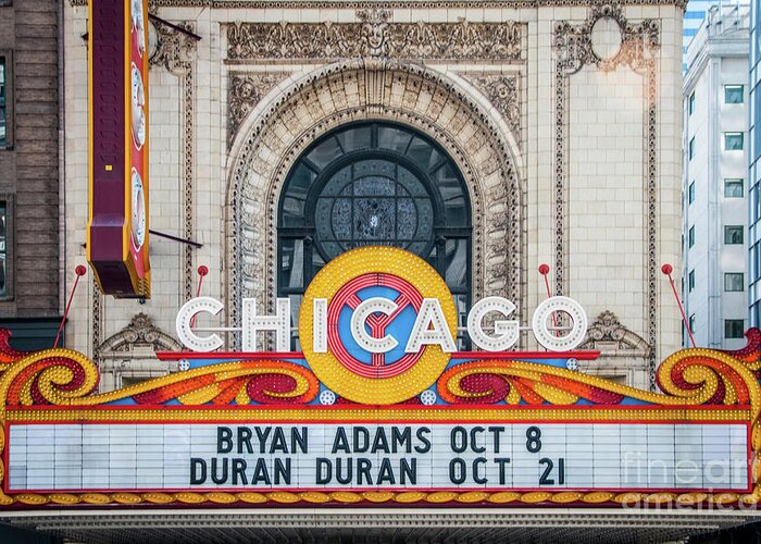 Art Greeting Card featuring the photograph The Iconic Chicago Theater Sign by David Levin