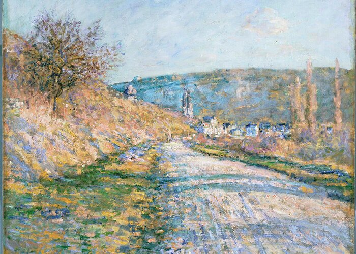 Claude Monet Greeting Card featuring the painting The Road To Vetheuil #1 by Claude Monet