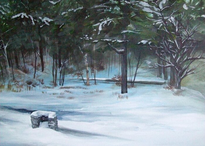 Landscape Greeting Card featuring the painting The Season Has Changed #1 by Chris Wing