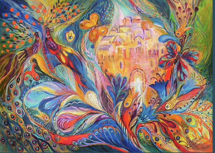 Original Greeting Card featuring the painting The Spirit of Jerusalem #1 by Elena Kotliarker