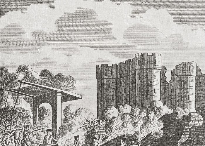 Welsh Greeting Card featuring the drawing The Storming Of The Bastille, Paris #1 by Vintage Design Pics