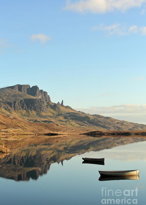 Old Man Of Storr Greeting Card featuring the photograph The Storr reflecting in Loch Fada #2 by Maria Gaellman