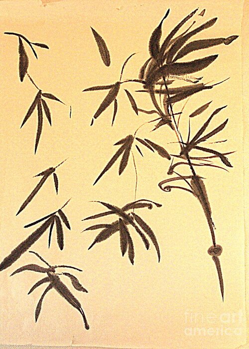 Chinese Brush And Ink Painting Greeting Card featuring the painting Thinking of Wind 3 by Nancy Kane Chapman