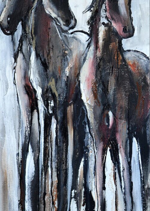 Horse Greeting Card featuring the painting Three #2 by Cher Devereaux