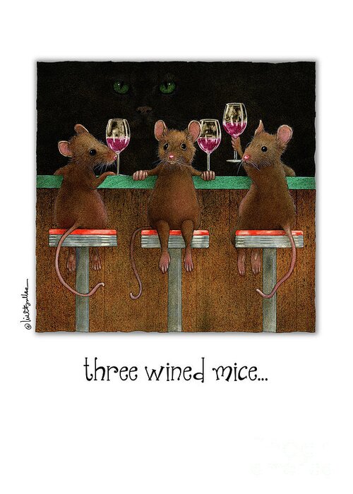 Will Bullas Greeting Card featuring the painting Three Wined Mice... by Will Bullas