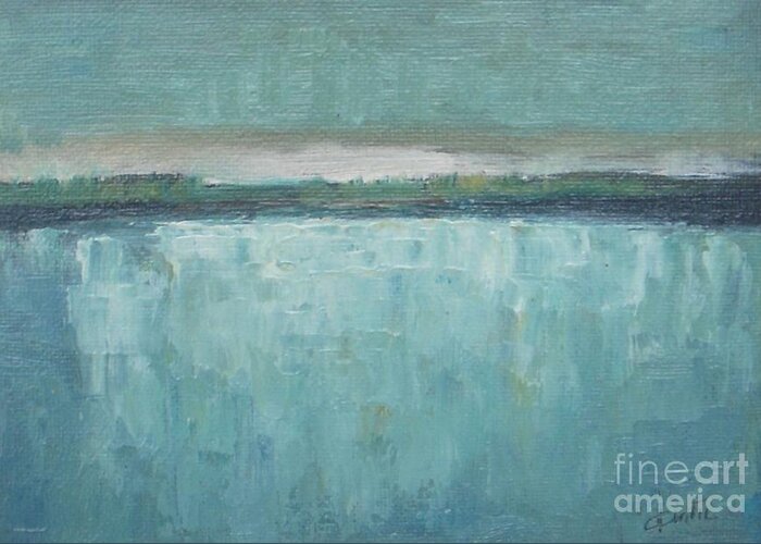 Landscape Greeting Card featuring the painting Tranquility of the Lake by Vesna Antic