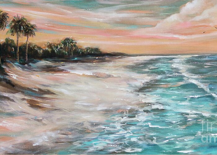Water Greeting Card featuring the painting Tropical Shore #2 by Linda Olsen