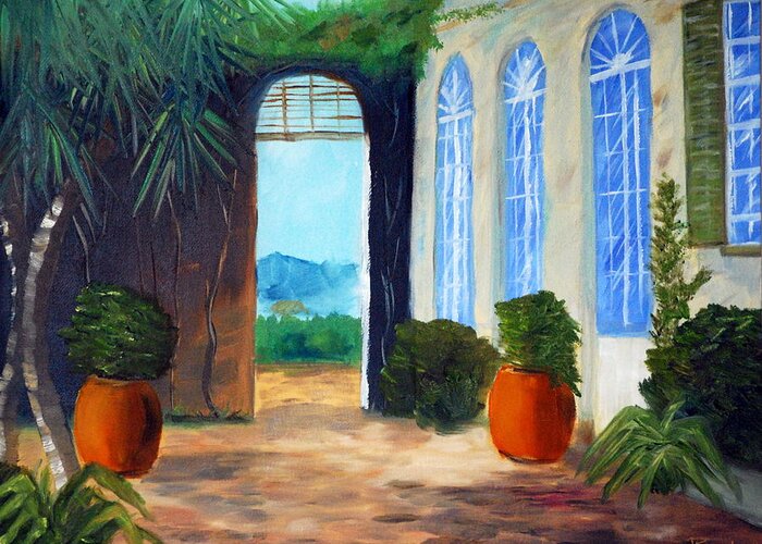 Italy Greeting Card featuring the painting Tuscany Court Yard by Phil Burton